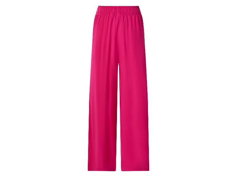 Fuchsia wijde damesbroek met elastische tailleband.