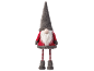 Kerst decoratieve kabouter met grijze muts, witte baard en rode outfit.