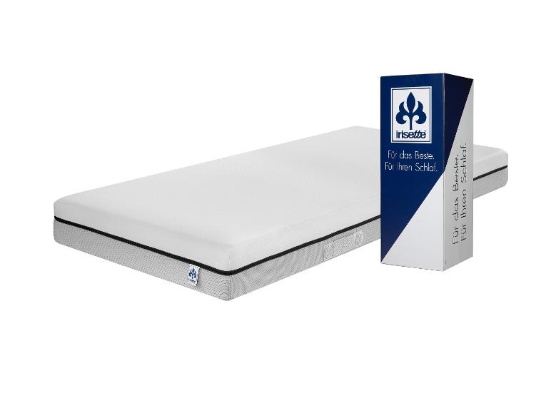 Een wit matras van Irisete, in een doos.