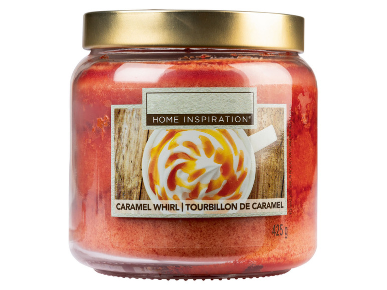 Een Home Inspiration geurkaars met karamelgeur.