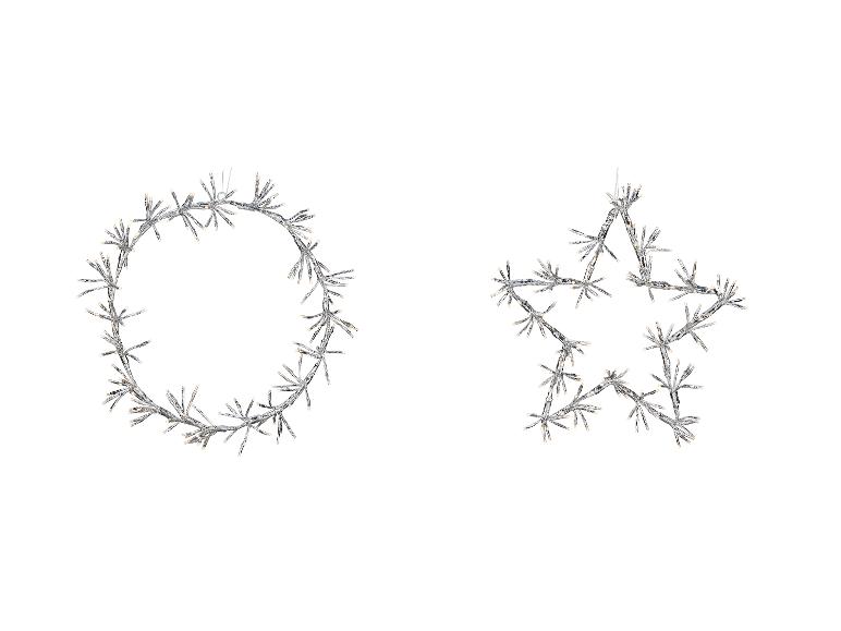 Verlichte slingers in cirkel- en stervorm met warmwitte lampjes