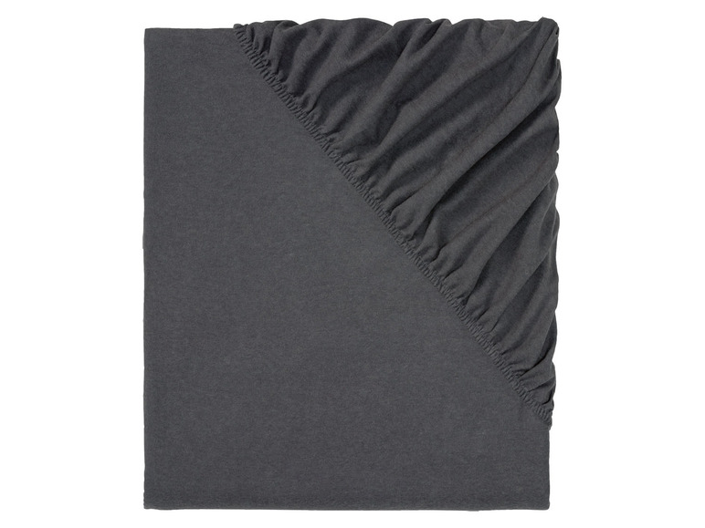 Een donkergrijze hoeslaken met elastiek.