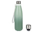 Een groene thermosfles met een witte draagriem.
