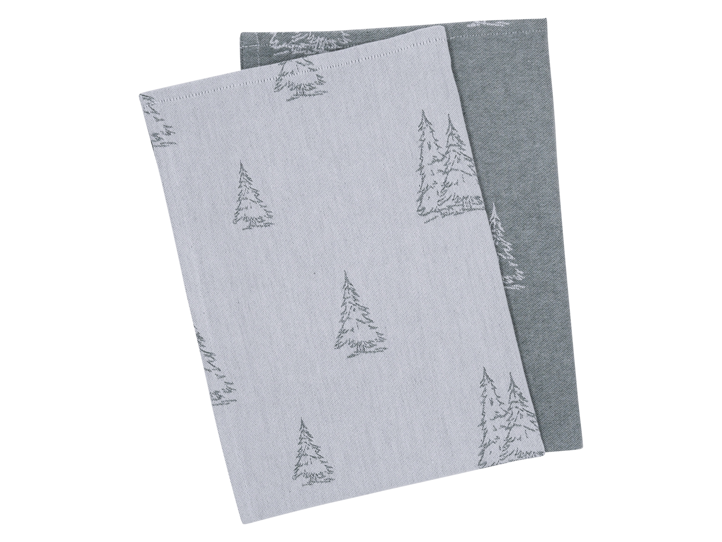 LIVARNO Set van 2 theedoeken 50 x 70 cm (wit/olijfgroen)