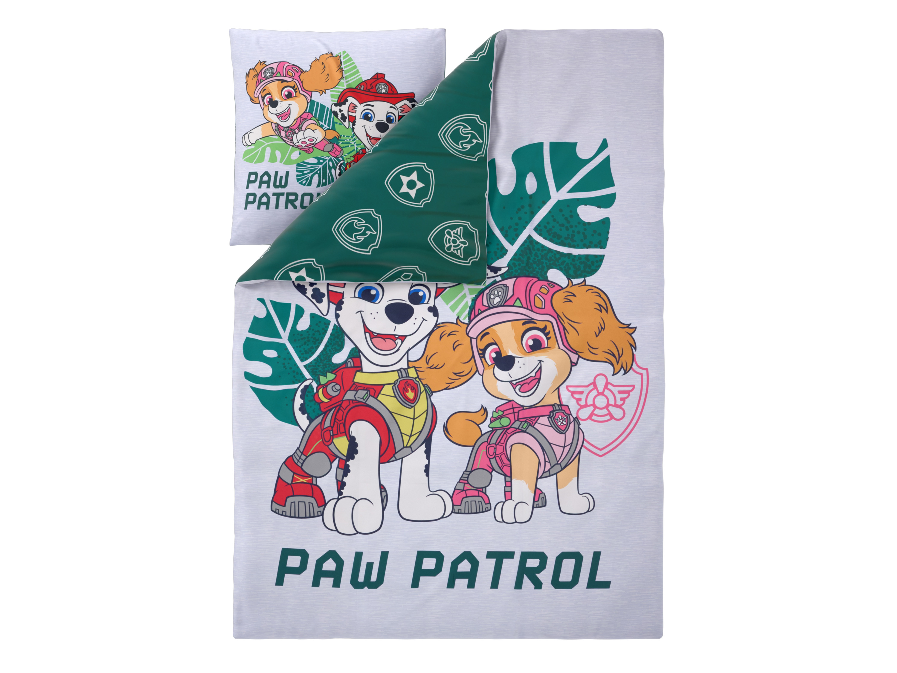 Kinder dekbedovertrek Paw Patrol 140 x 200 cm (groen/grijs)