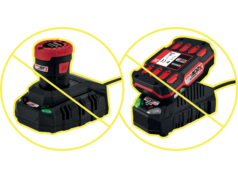 Parkside X20V Team opladers en accu's: Niet mengen!