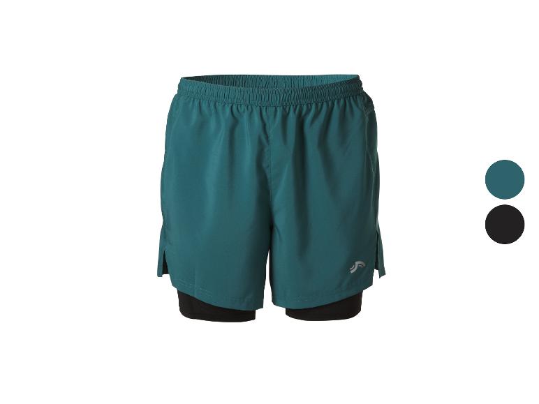 2-in-1 sportshort voor heren, teal en zwart