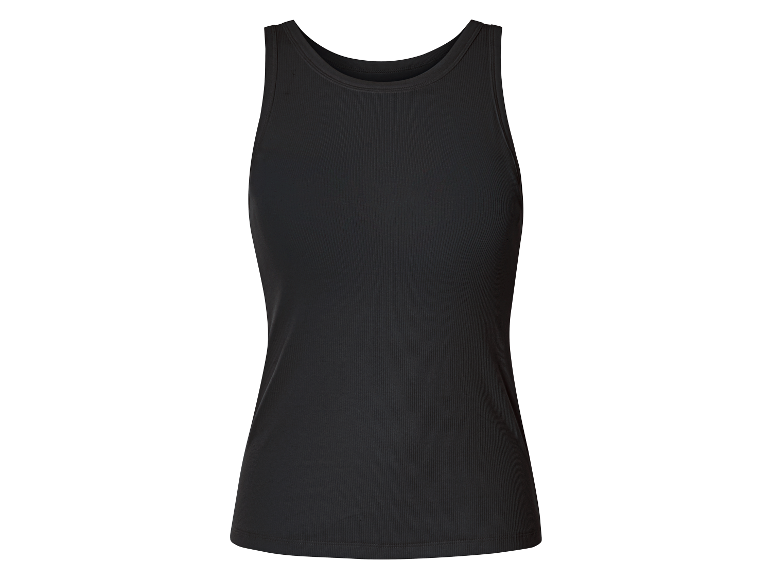 Zwart geribbeld tanktop.