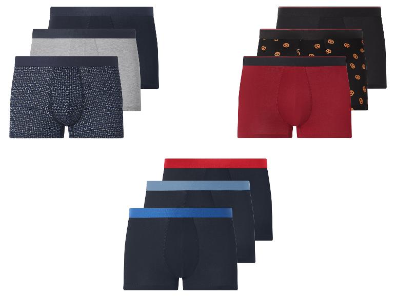 Set herenboxershorts in diverse kleuren en patronen, waaronder effen en met krakelingprint.