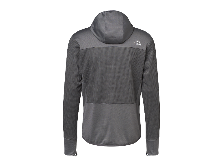 Grijze Crivit hoodie voor heren, achterkant.