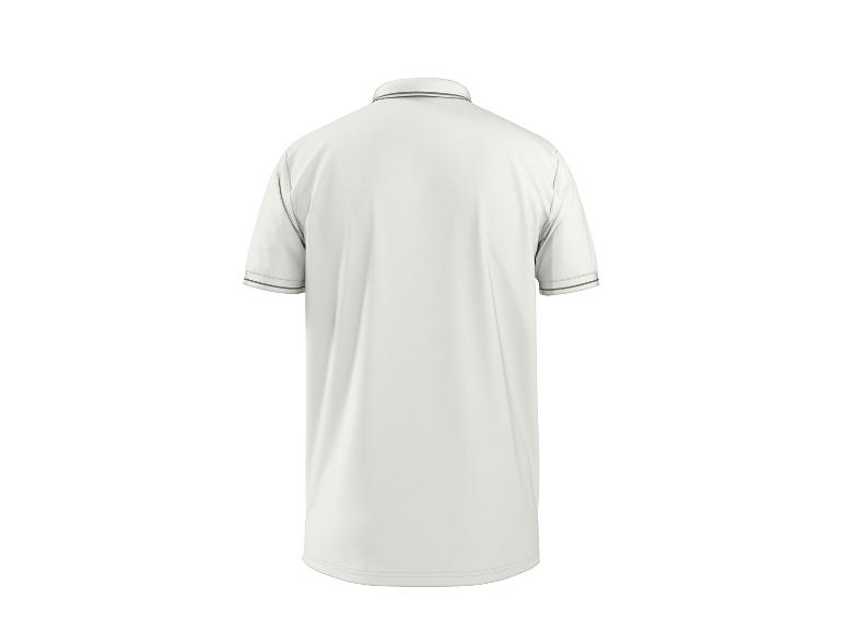 Wit herenpoloshirt met korte mouwen en kraag, achteraanzicht