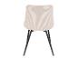 Eetkamerstoel met beige geribbelde fluwelen rugleuning en zwarte metalen poten