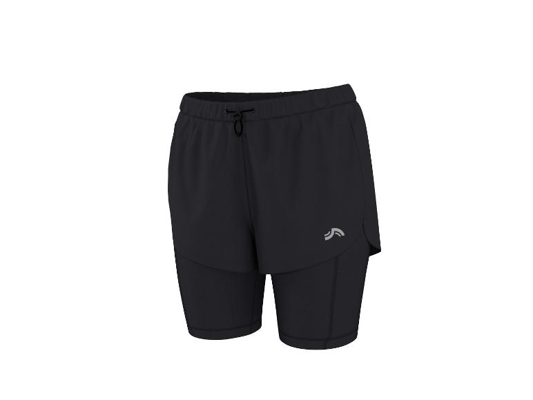 Zwarte 2-in-1 sportshorts voor dames met ingebouwde legging.