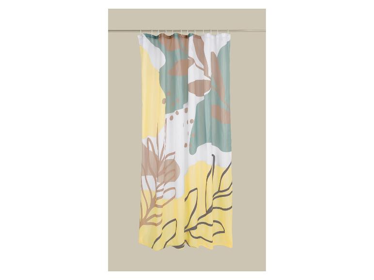 Douchegordijn met abstracte botanische print in geel, groen, wit en bruin