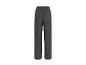 Grijze broek met streepjespatroon en elastische tailleband.