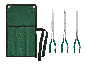 Lange tangenset met groene opbergtas.