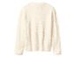 Crèmekleurige pluizige trui met textuur, achteraanzicht.
