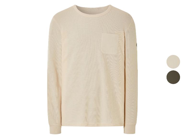 Beige longsleeve met zak, verkrijgbaar in meerdere kleuren.