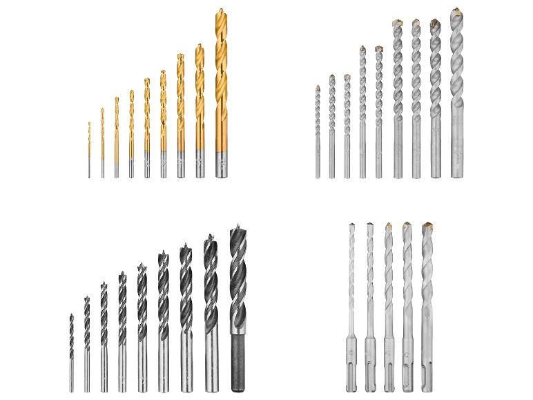 Boorbits in verschillende maten en materialen.