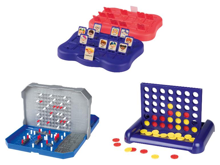 Klassieke bordspellen: raad het karakter, zeeslag en vier op een rij.