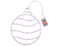 Roze LED kerstornament met horizontale strepen en batterijhouder