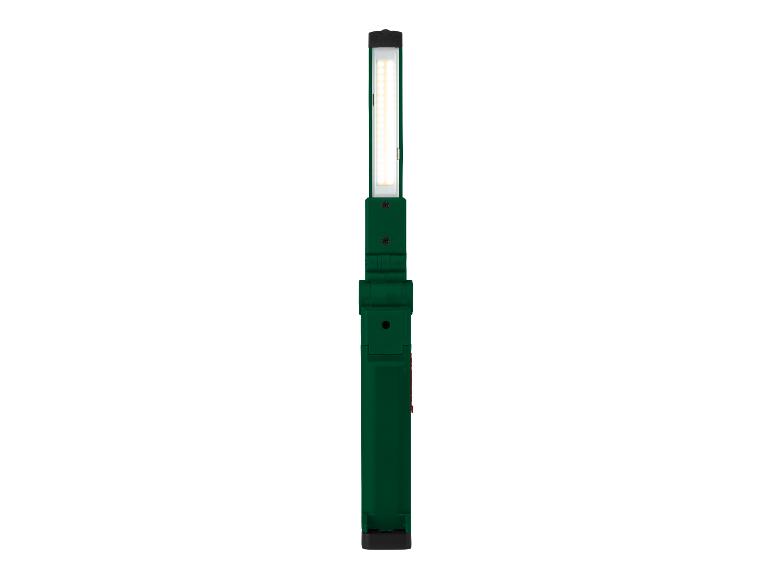 Groene, opvouwbare LED-werklamp.