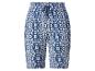 Blauwe en witte shorts met ikatpatroon en trekkoord in de taille