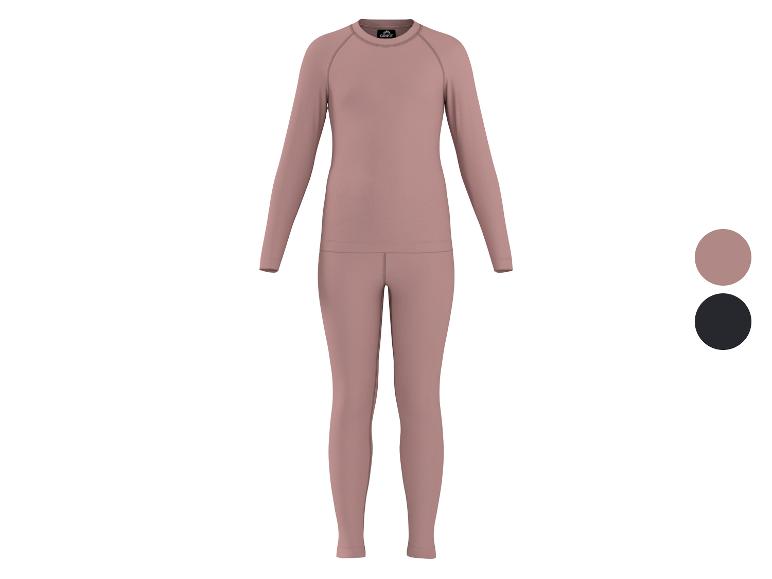 Dames thermokleding in roze, bestaande uit een shirt met lange mouwen en leggings.