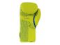 Neongroene bokshandschoen met 'CLIMACOOL'-opdruk en een blauwe streep.