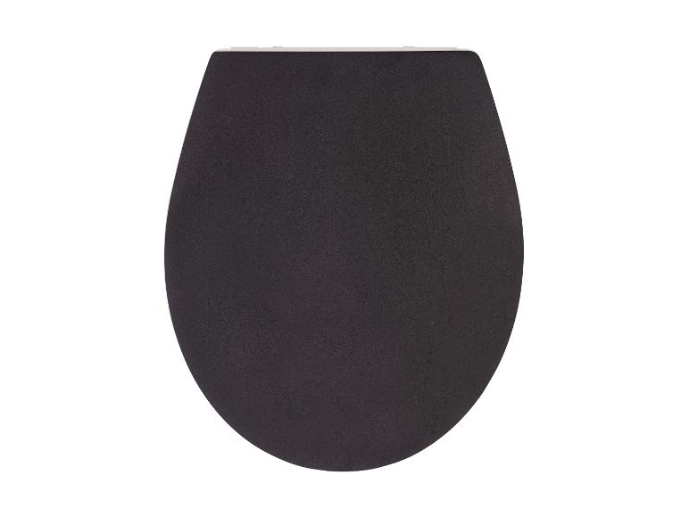 Een zwart toiletbril.