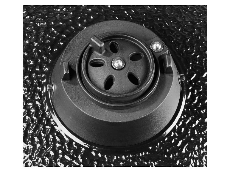 Zwarte barbecuehoes met verstelbare ventilatieopening.