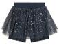 Donkerblauw meisjes tutu short met zilveren glitters.