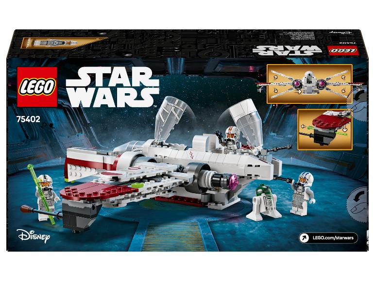 LEGO Star Wars doos met een ARC-170 schip, minifiguren en een droid.