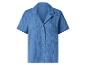 Dames katoenen overhemd met korte mouwen en knopen, in blauw.