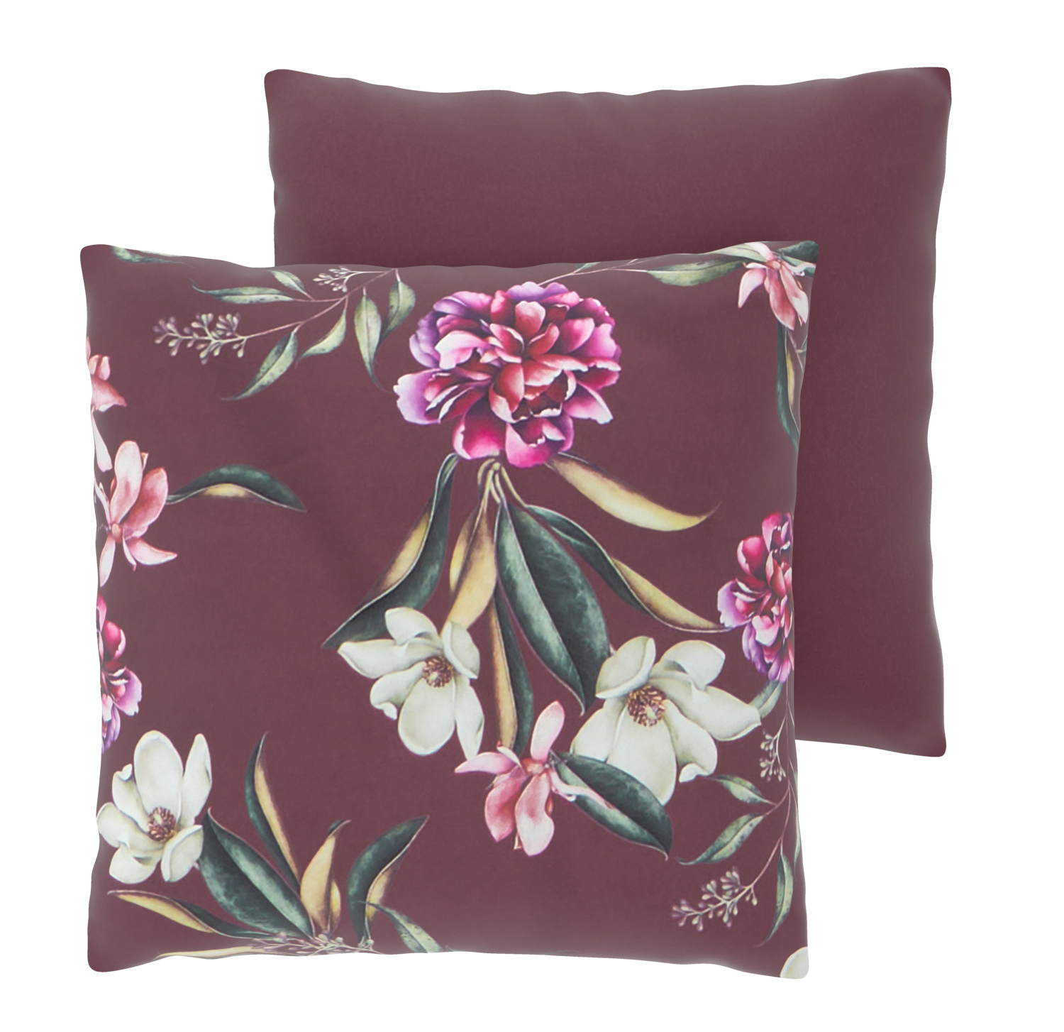 LIVARNO Polyester satijn kussenslopen, 50 x 60 cm, set van 2 (Bloemenpatroon/rood)