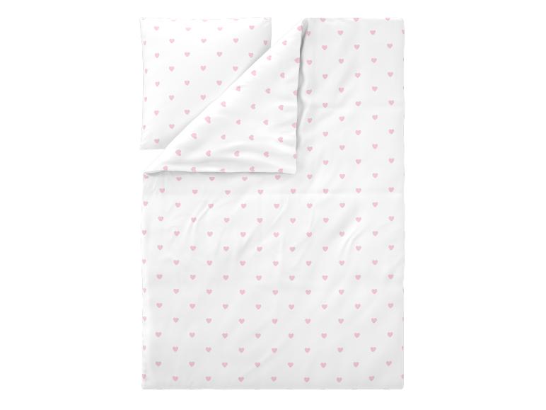 Wit dekbedovertrekset met roze hartjes