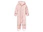 Roze waterdichte kinderoverall met hartjespatroon en reflecterende details