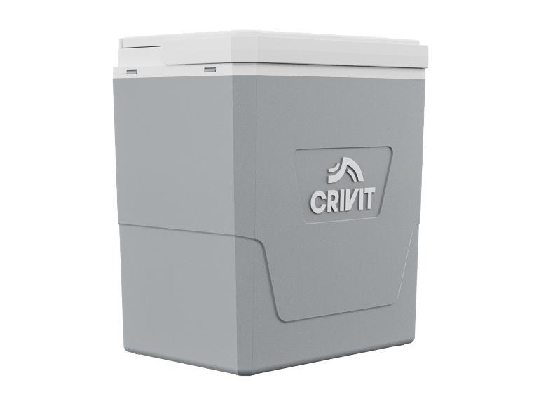 Grijze Crivit koelbox: perfect voor picknicks en uitjes.
