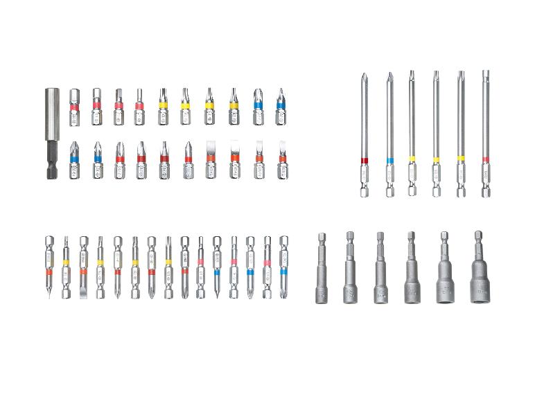 PARKSIDE® bitset: diverse bits, verlengstukken en dopsleutels.