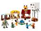 LEGO Minecraft set met personages, dieren en gebouwde structuren.