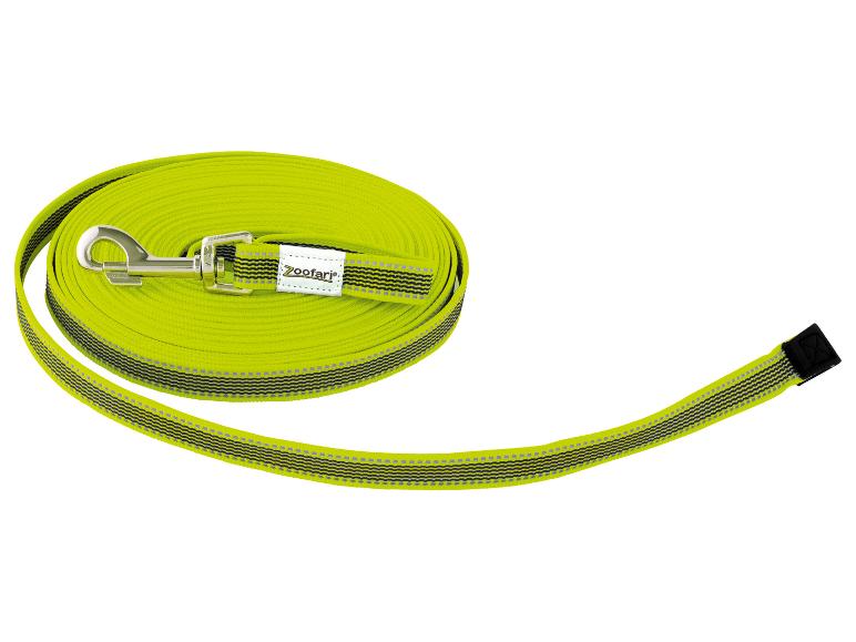 Zoofari gele intrekbare riem met reflecterende strepen.