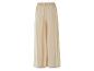 Beige wijde broek met elastische tailleband.
