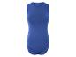 Mouwloos blauw body, nauwsluitend.