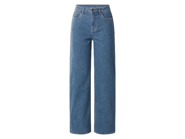 Blauwe, wijde jeans met hoge taille