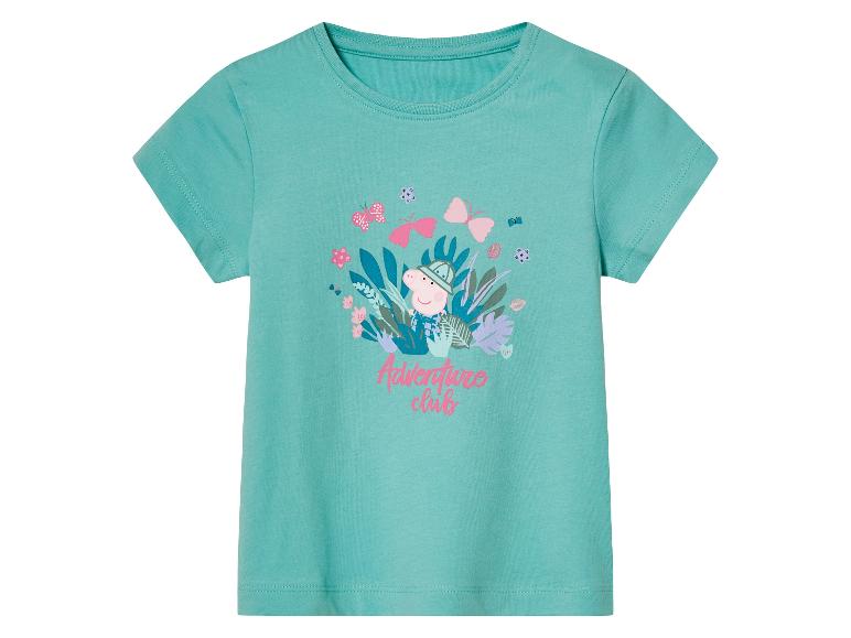 Turquoise Peppa Pig t-shirt, avonturen thema.