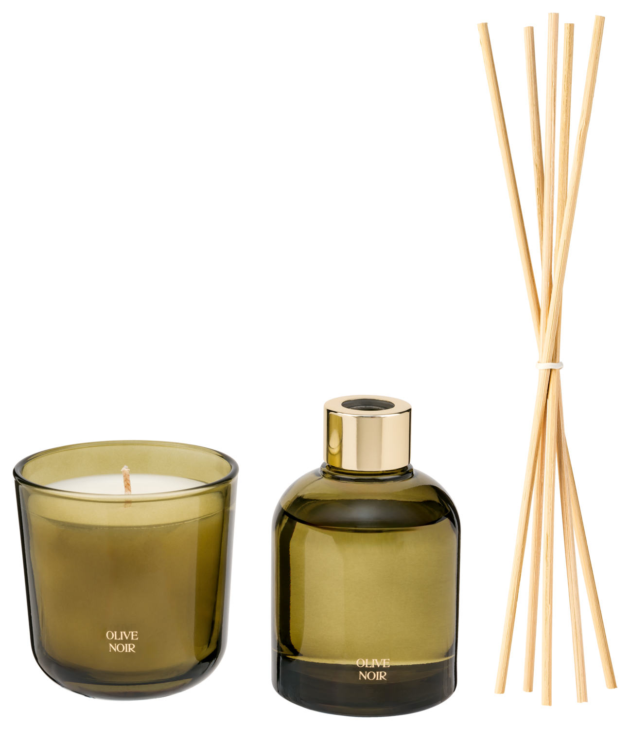LIVARNO Geurkaars of set met kaars en geurstokjes (Diffuser + kaars/Olive Noir)
