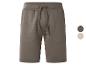 Bruine sweatshorts met verstelbaar trekkoord, getoond met bruine en beige kleurstalen.