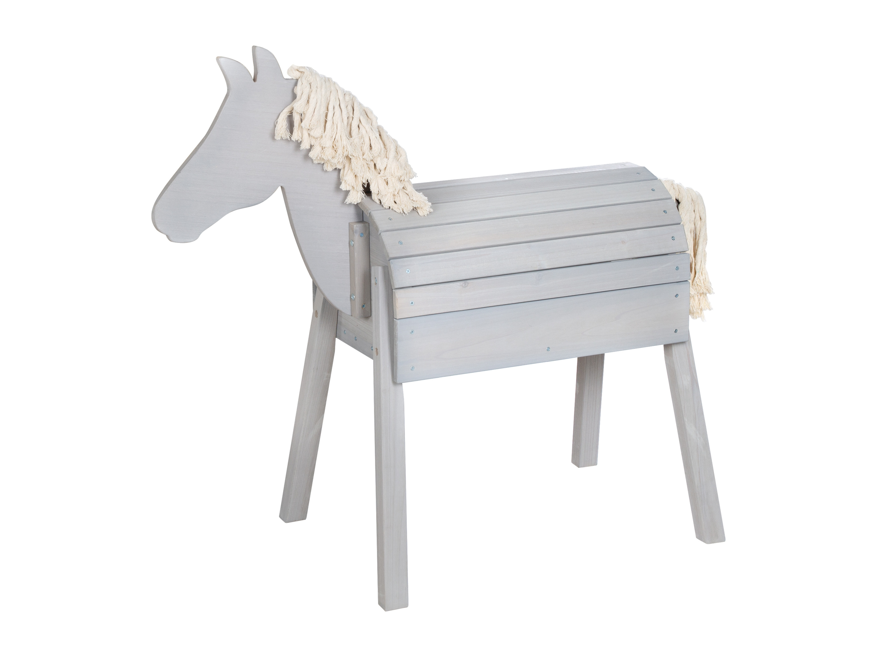 ROBA Houten speelpaard voor buiten (klein (48x110x96 cm), Grijs)