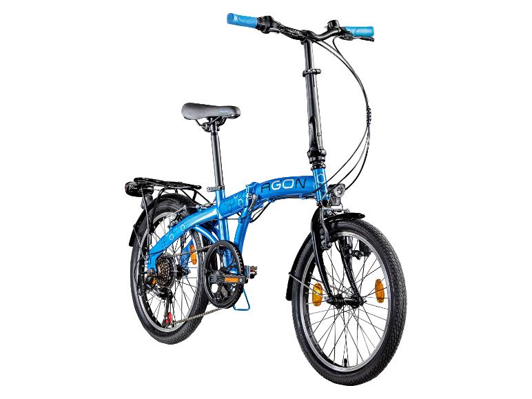 Blauwe Agon vouwfiets met zwarte en blauwe accenten.