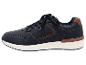 Marineblauwe herensneakers met bruine details en witte zool